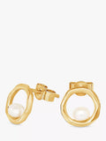 Dower & Hall pearl stud earrings gold plated sterling silver (British brand)