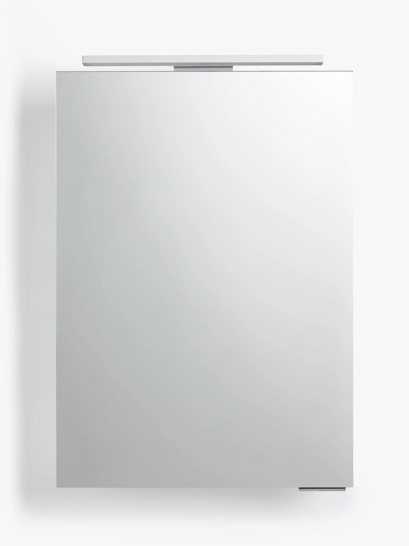 John Lewis Ariel single mirrored illuminated bathroom cabinet H72xW50xD17.5cm, UK version