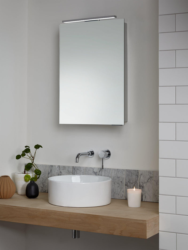 John Lewis Ariel single mirrored illuminated bathroom cabinet H72xW50xD17.5cm, UK version