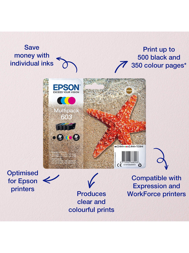 Epson Starfish 603 ink cartridge multipack pack of 4 (British brand)
