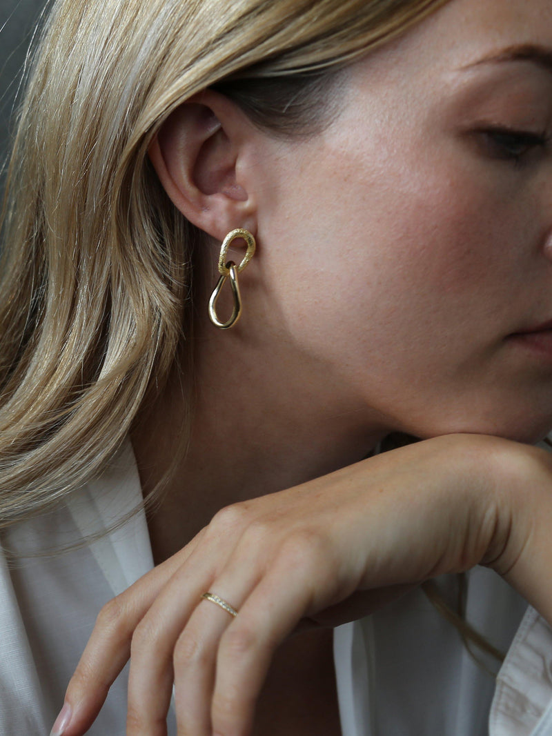 Tutti gold double drop earrings 3.5cm (British brand)