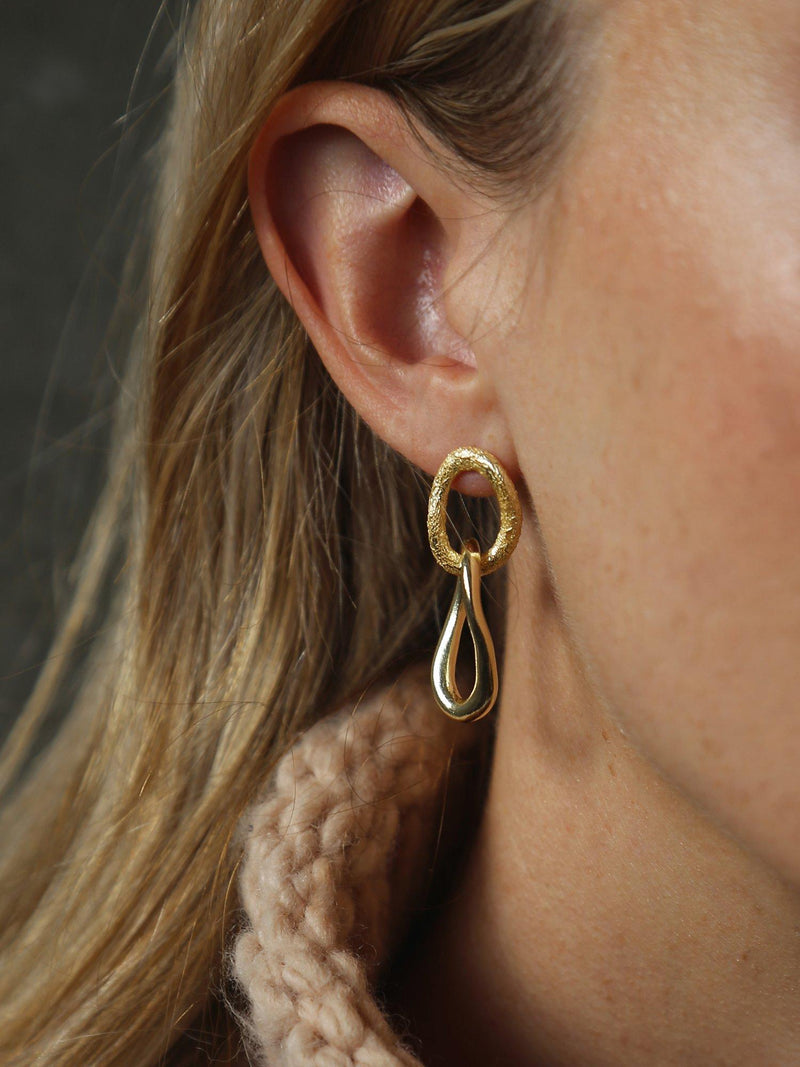 Tutti gold double drop earrings 3.5cm (British brand)