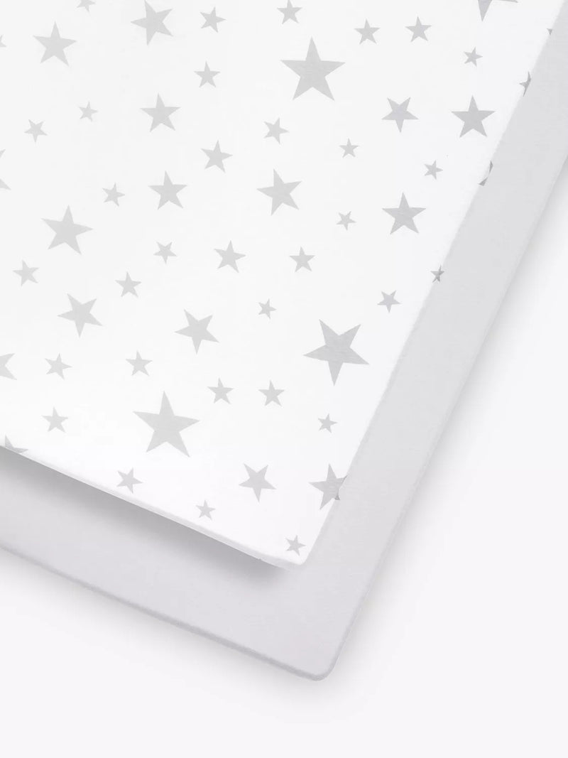 Snüz Baby Star Sheets White Grey 2pc set (British brand)