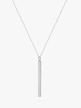 John Lewis IBB Personalised Long Vertical Bar Pendant Necklace, Silver- Buy online at McGrocer