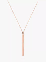 John Lewis IBB Personalised Long Vertical Bar Pendant Necklace, Rose Gold, 66cm- Buy online at McGrocer