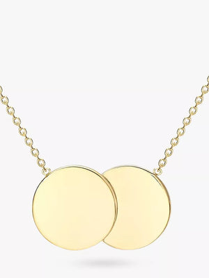 Personalised 9ct Gold Double Disc Initial Pendant Necklace