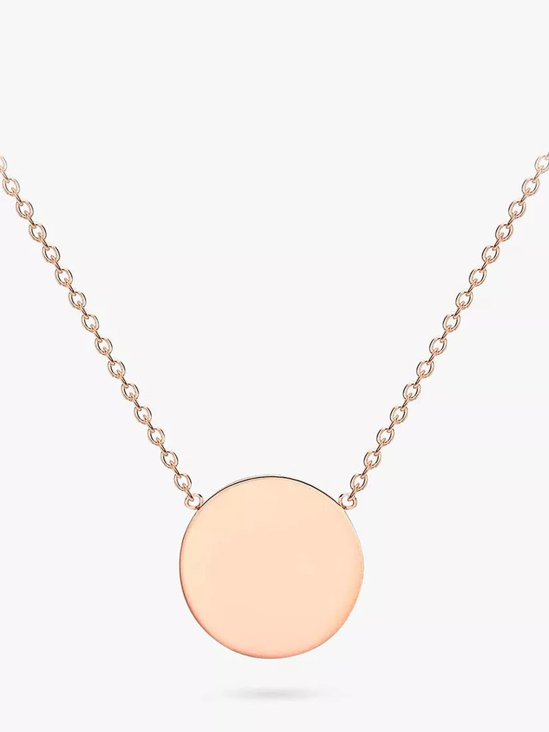 IBB personalised 9ct rose gold single disc pendant necklace, UK version