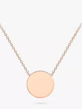 IBB personalised 9ct rose gold single disc pendant necklace, UK version