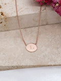IBB personalised 9ct rose gold single disc pendant necklace, UK version