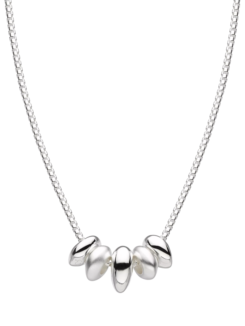 Kit Heath silver bead cluster chain necklace polished brushed, UK version