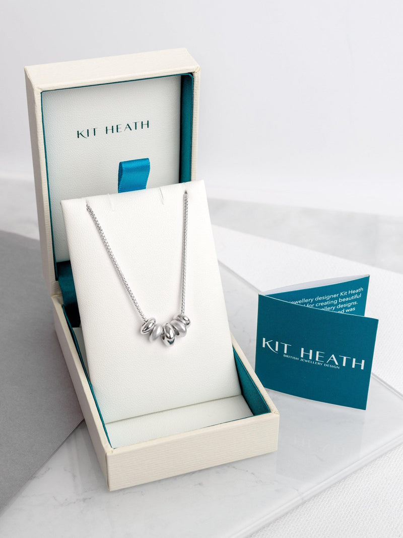 Kit Heath silver bead cluster chain necklace polished brushed, UK version