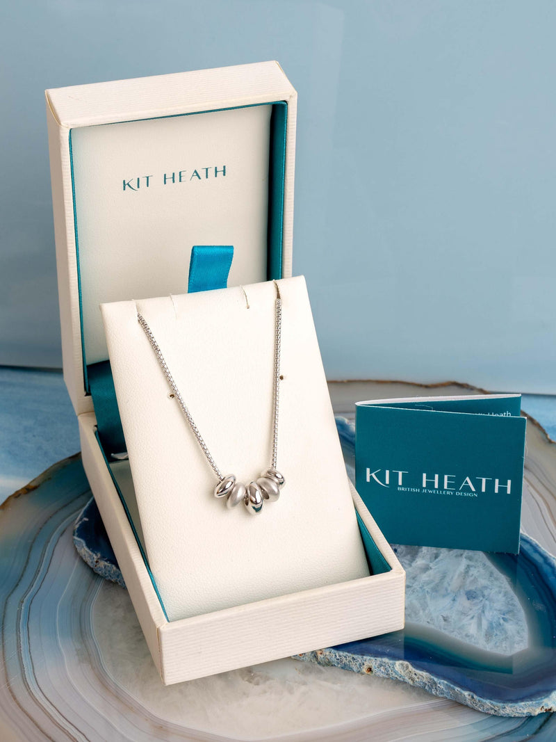 Kit Heath silver bead cluster chain necklace polished brushed, UK version