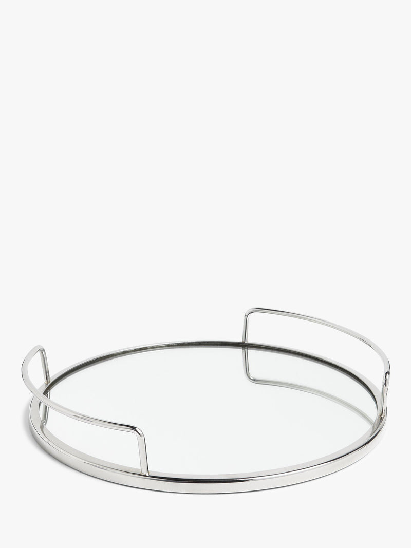 John Lewis round mirror tray in silver, 35cm, UK version