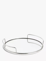 John Lewis Stainless Steel Round Mirror Serving Tray, 35cm, Silver- Buy online at McGrocer