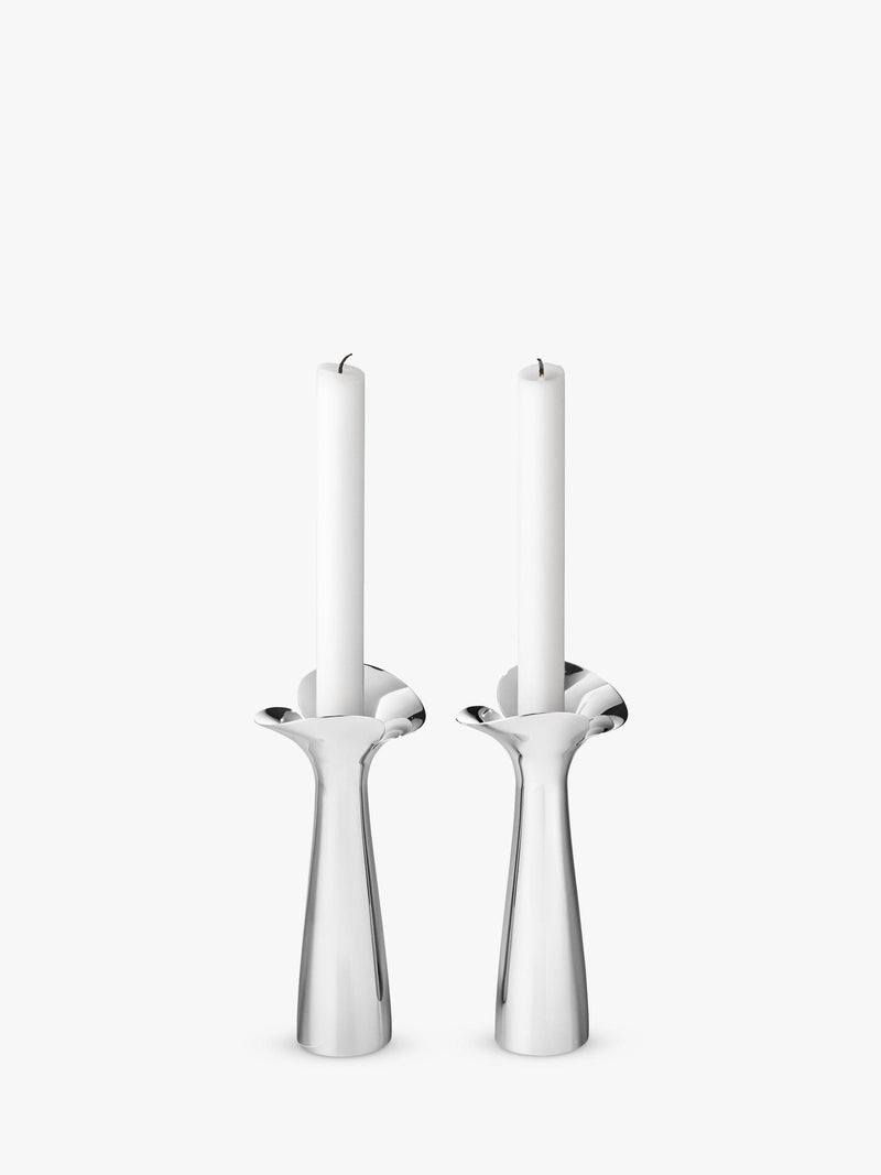 Georg Jensen stainless steel candlesticks Set of 2 20cm, UK version