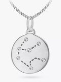 IBB Personalised Star Sign Disc Pendant Necklace Silver