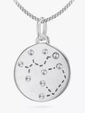 IBB Personalised Star Sign Disc Pendant Necklace Silver