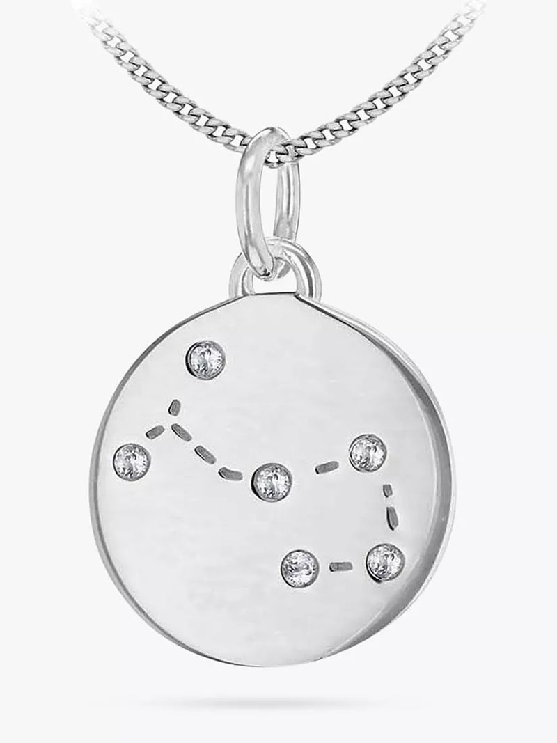 IBB Personalised Star Sign Disc Pendant Necklace Silver