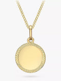 IBB Personalised 9ct Gold Disc Pendant Necklace, Gold - McGrocer