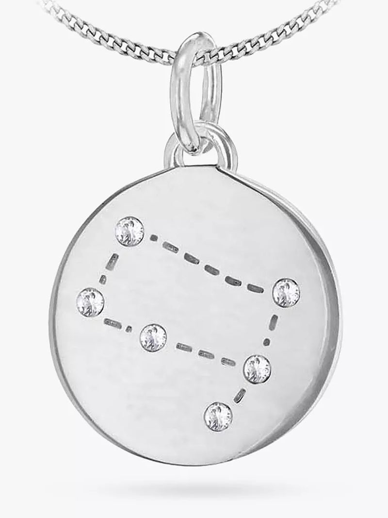 IBB Personalised Star Sign Disc Pendant Necklace Silver