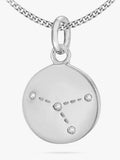IBB Personalised Star Sign Disc Pendant Necklace Silver