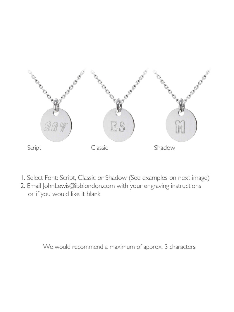 IBB personalised sterling silver disc pendant necklace (British brand)