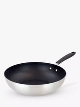 John Lewis Eaziglide Neverstick Non-Stick Open Wok, 28cm, Silver- Buy online at McGrocer