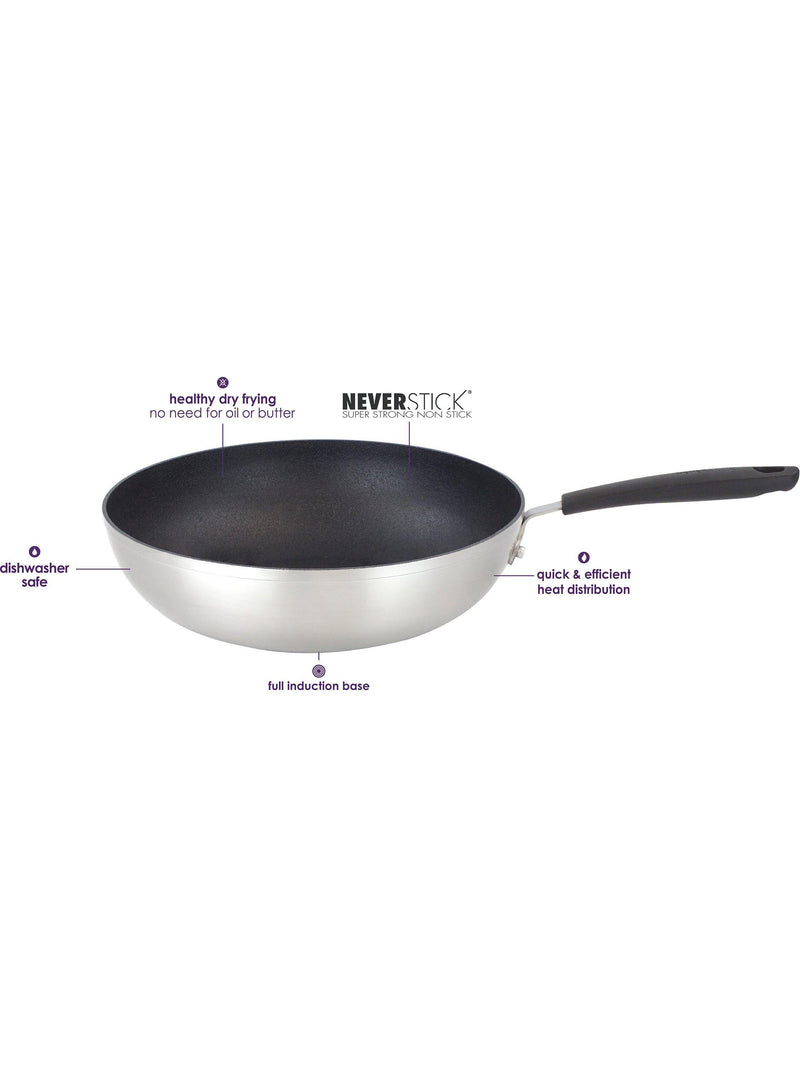 Eaziglide non-stick open wok 28cm silver, UK version
