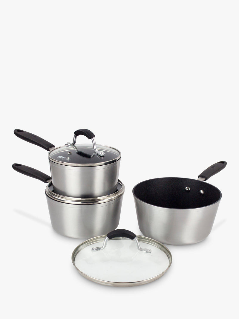 Eaziglide non-stick saucepan set with glass lids, 3 piece - British product