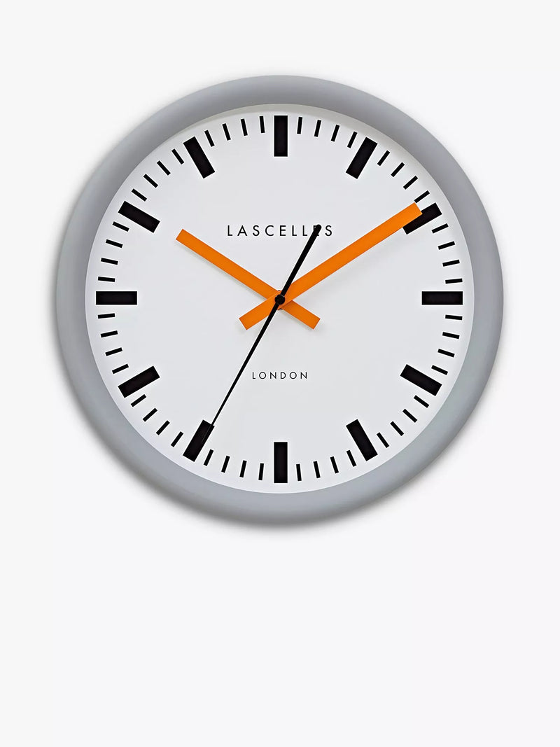 Lascelles wall clock grey and orange 30cm, imported from the UK