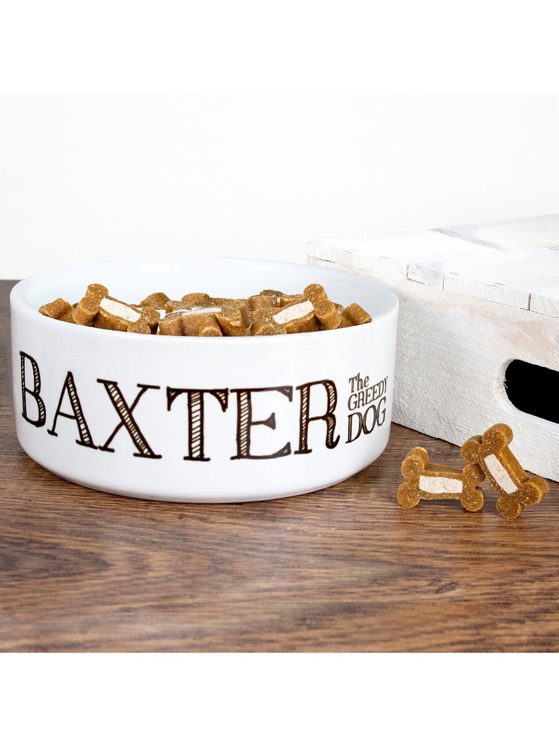 Treat Republic Personalised Greedy Dog Bowl 19cm diameter (British brand)