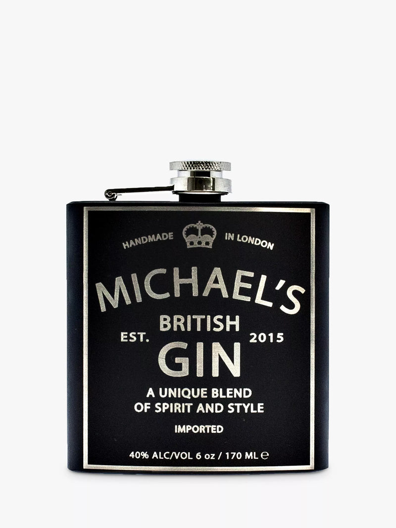 Treat Republic personalised vintage gin hip flask 170ml (British brand)