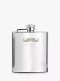 Treat Republic personalised stainless steel hip flask with French-style moustache design, 170ml (British brand)