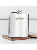 Treat Republic personalised stainless steel hip flask with French-style moustache design, 170ml (British brand)