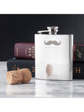 Treat Republic personalised stainless steel hip flask with French-style moustache design, 170ml (British brand)