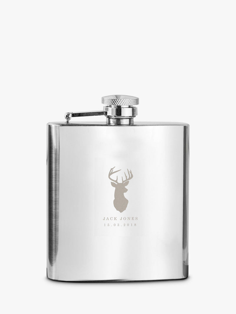 Treat Republic personalised stag stainless steel hip flask 170ml (British brand)