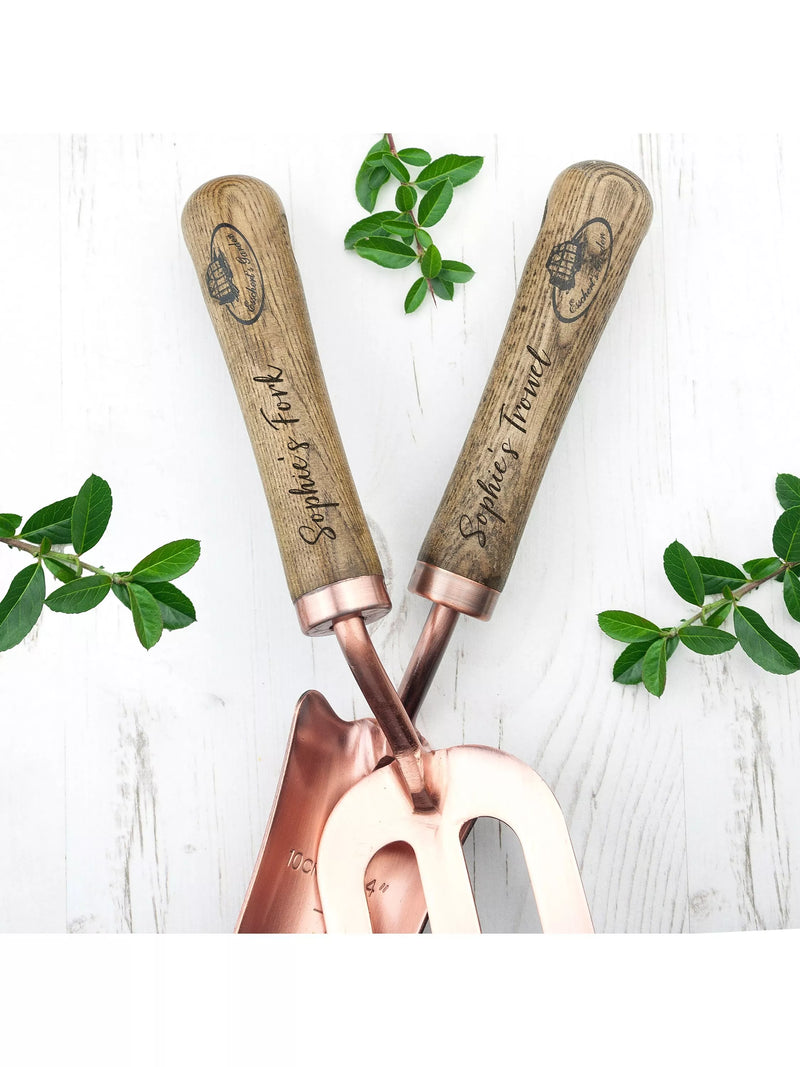 Treat Republic copper trowel and fork set (British brand)