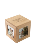Treat Republic personalised photo cube keepsake box in sandy oak wood (British brand)