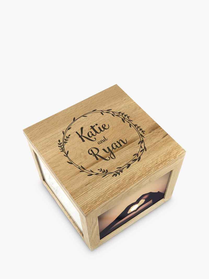Treat Republic personalised oak photo keepsake box for 15x10cm photos (British brand)