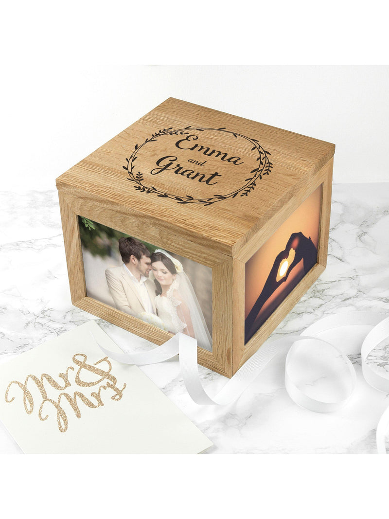 Treat Republic personalised oak photo keepsake box (British brand)