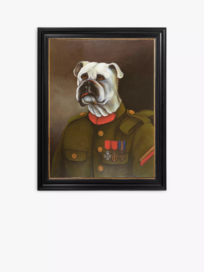 Brookpace Lascelles military-style dog portrait framed canvas, 41x36.5cm - British product