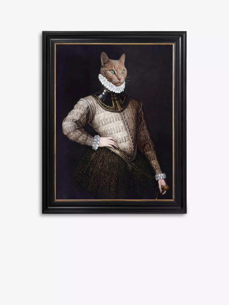 Brookpace Lascelles Merlin The Cat framed canvas artwork 41 x 36.5cm - British product