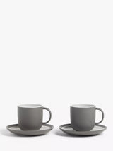 John Lewis John Lewis Puritan Stoneware Cup & Saucer Set of 2, 250ml- Buy online at McGrocer