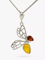 John Lewis Be-Jewelled Amber Bee Pendant Necklace in Silver/Multi, 41cm Chain- Buy online at McGrocer