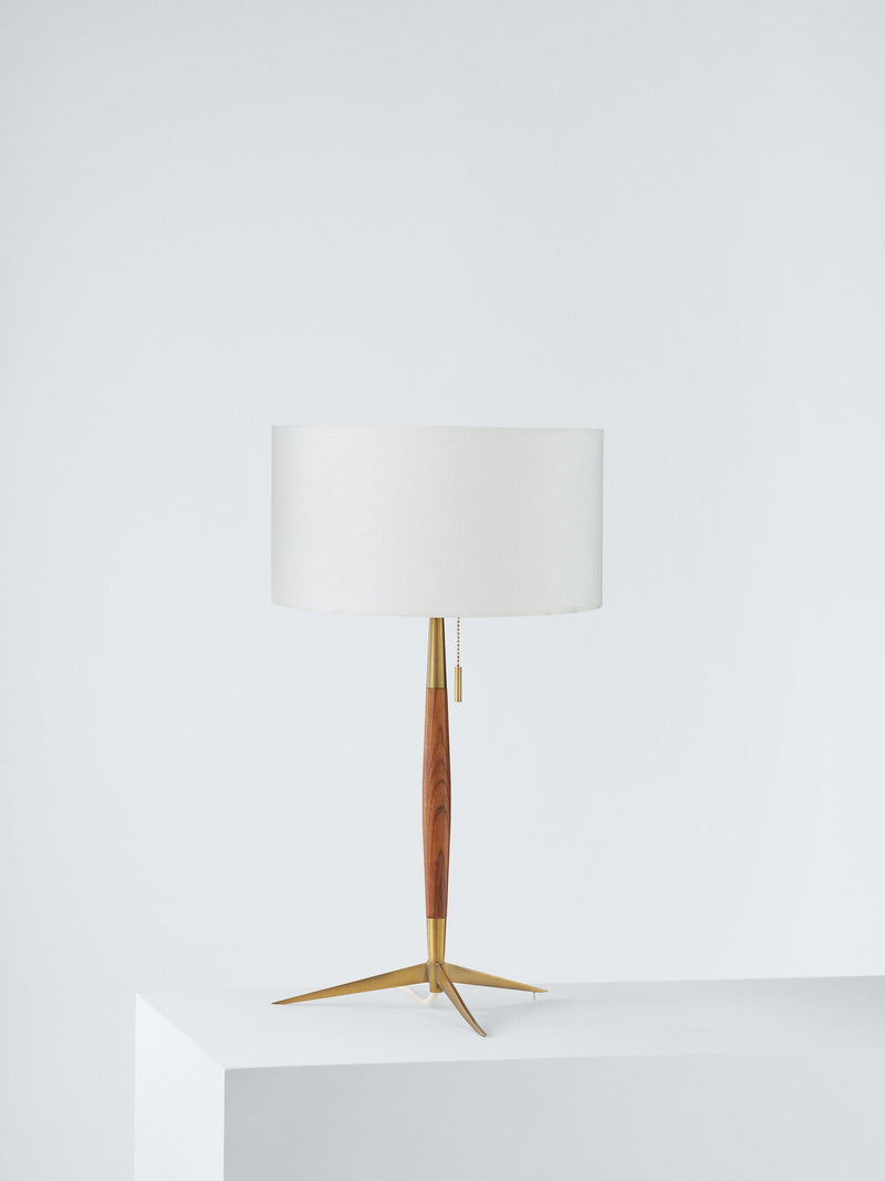 John Lewis spindle table lamp walnut brass 50cm tall, UK version