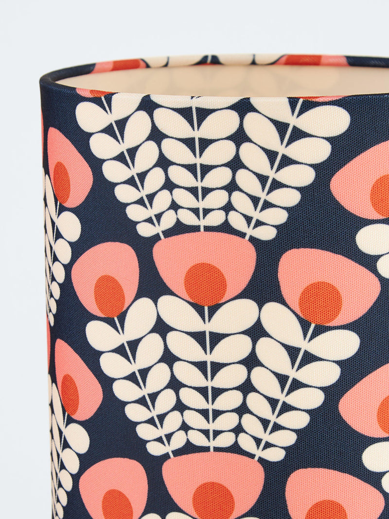 Orla Kiely pink ceramic table lamp with navy shade, UK version