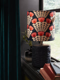 Orla Kiely pink ceramic table lamp with navy shade, UK version