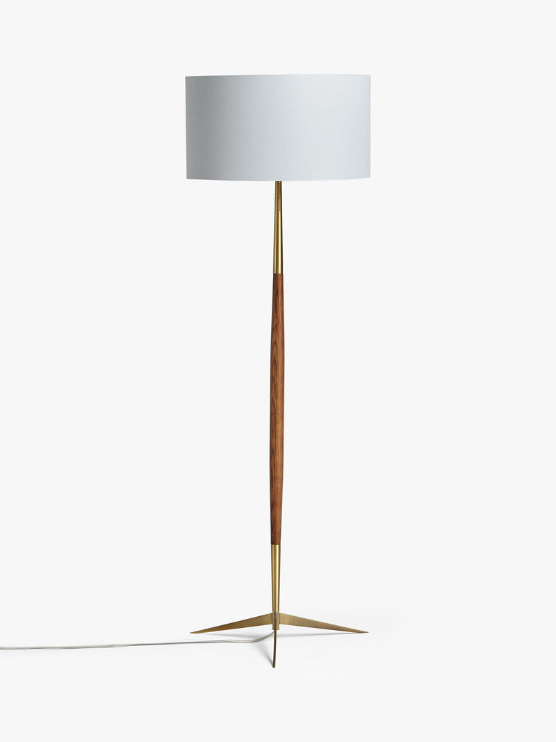John Lewis Spindle wooden floor lamp with brass accents (British brand)