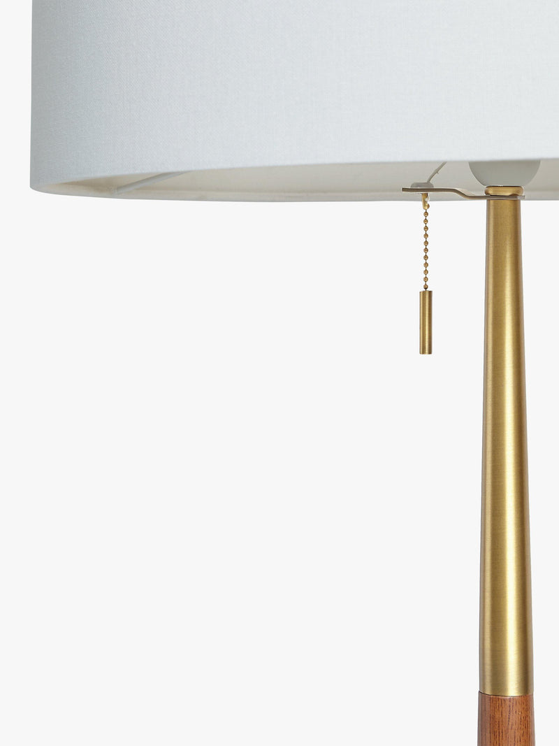 John Lewis Spindle wooden floor lamp with brass accents (British brand)
