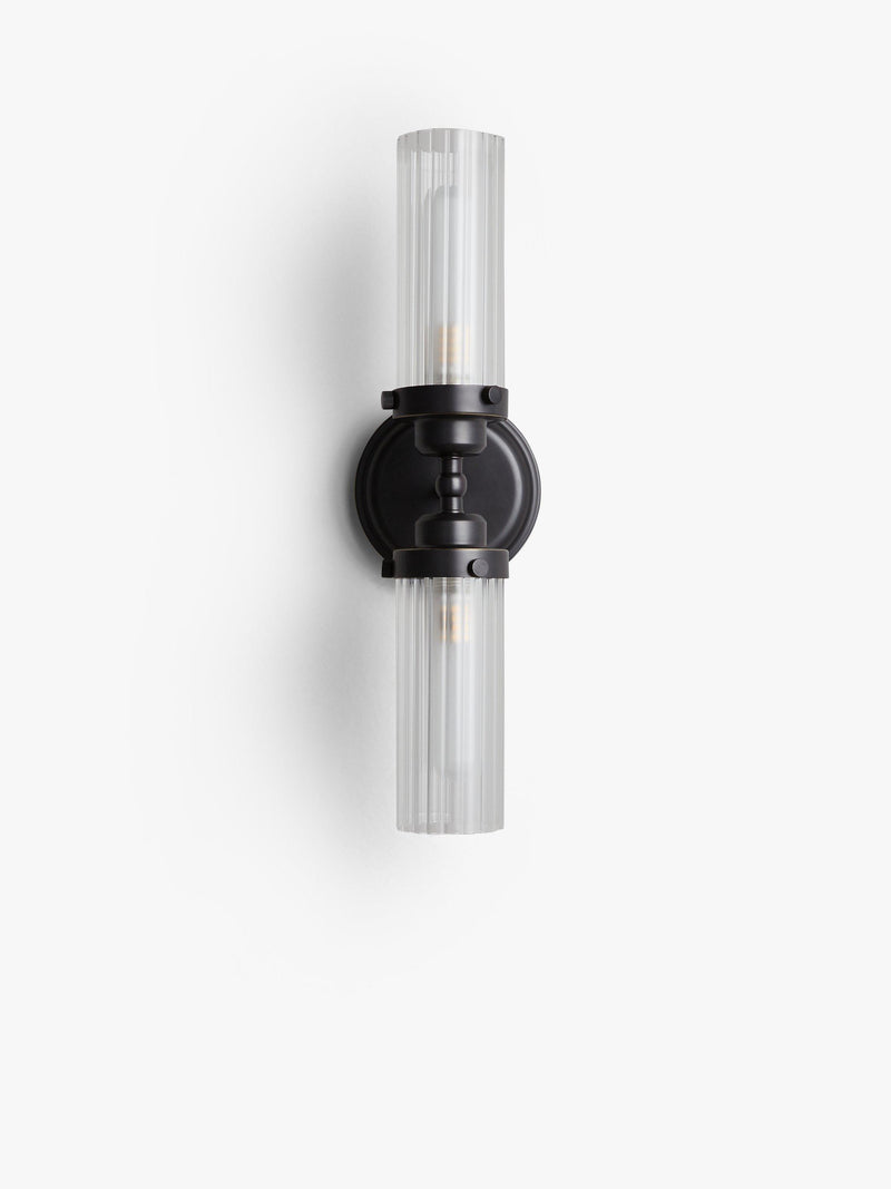 John Lewis ribbed glass double arm bathroom wall light - British product